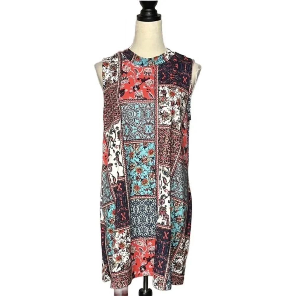 Pink Rose Bohemian Patchwork Designed Sleeveless Dress (Size: XL Juniors)